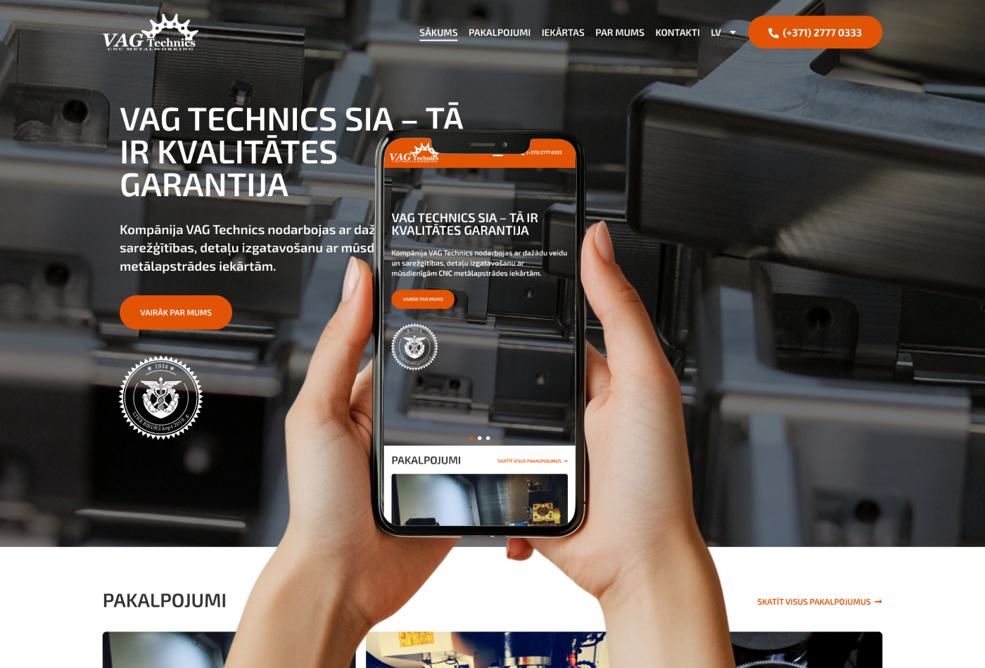 CNC metālapstrādes uzņēmuma mājaslapas izstrāde