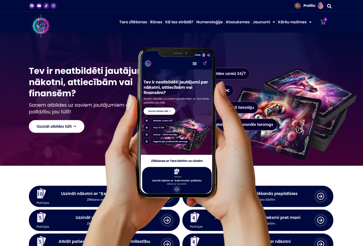 Interaktīvas taro un numeroloģijas platformas izstrāde